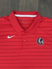 Nike Dri-fit Red Striped Performance Polo Shirt Mens Size XL Short Sleeve Logo
