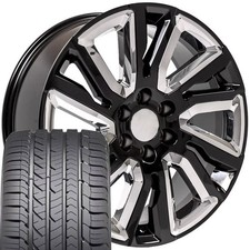 5901 Black Chrome 22 Inch Rims Goodyear Tires Fit Gmc Chevy High Country 5901 Black Chrome 22 Inch Rims Goodyear Tires Fit Gmc Chevy High Country