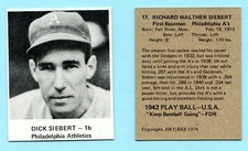 1942 Playball Baseball Card (HRT/RES  # 17 Dick Siebert - Philadelphia Athletics