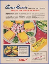 Vintage 1949 KRAFT American Process Cheese Block Ephemera 1940's Print Ad