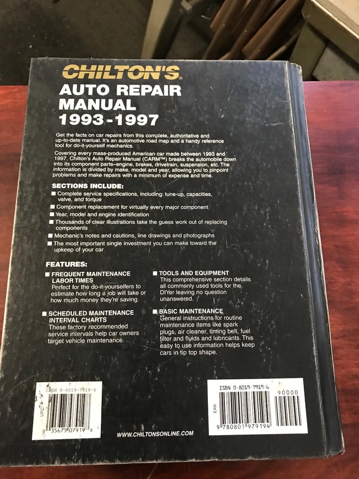 Chilton Auto Repair Manual 19931997 eBay