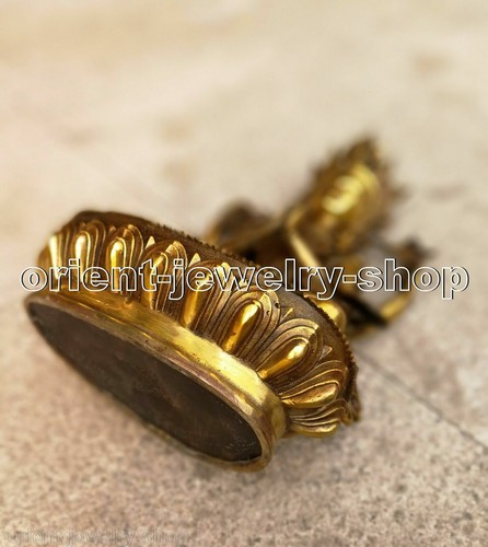 Estatua Guanyin de cuatro brazos budista de bronce antiguo budista Amitabha 8 pulgadas - Imagen 5 de 5