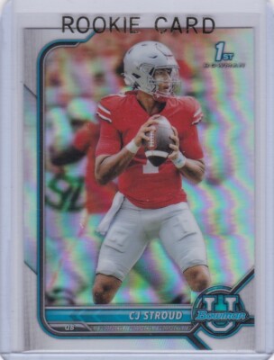 rare cj stroud rookie card C.J. STROUD ROOKIE CARD Football Bowman Chrome $$ RARE REFRACTOR 1st RC  Texan CJ