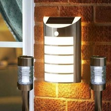 Silver-Tone Stainless Steel Solar Stake Light - Set of 3