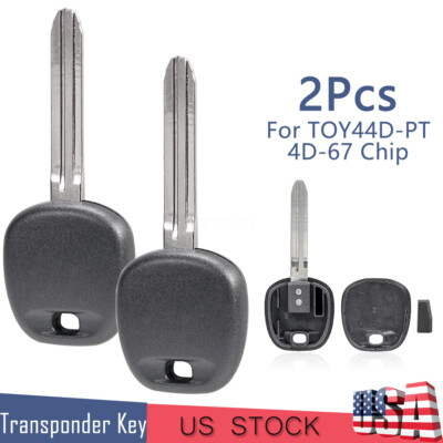 2 Replacement Uncut Ignition Car Key Transponder Chip 4D 67 Toy44d-p for Toyota