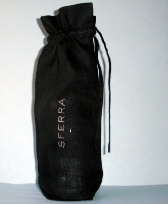 Sferra Brand Logo Black Linen Bag Drawstring Cover Pouch 15'' Long Empty New