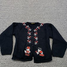 Vintage Mickey for Kids 2000 KIDS SMALL 3-5 Minnie Roses Button Up Sweater Uni