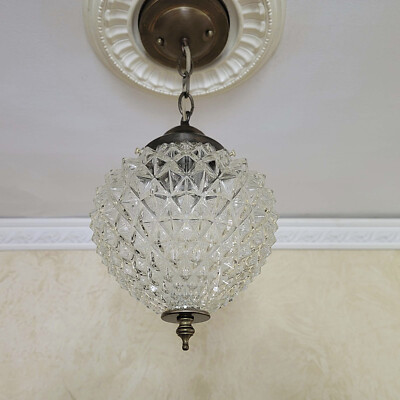 347c Antique vintage 1910's 30's glass ceiling light fixture globe