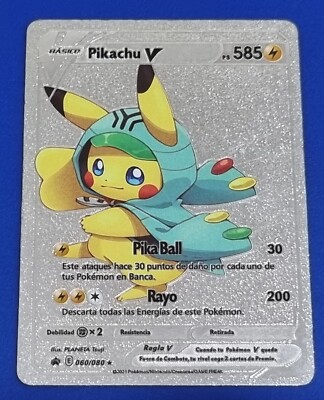 are spanish pokemon cards real Spanish Pokemon Card Pikachu V 060/080 PS585 Silver Silver