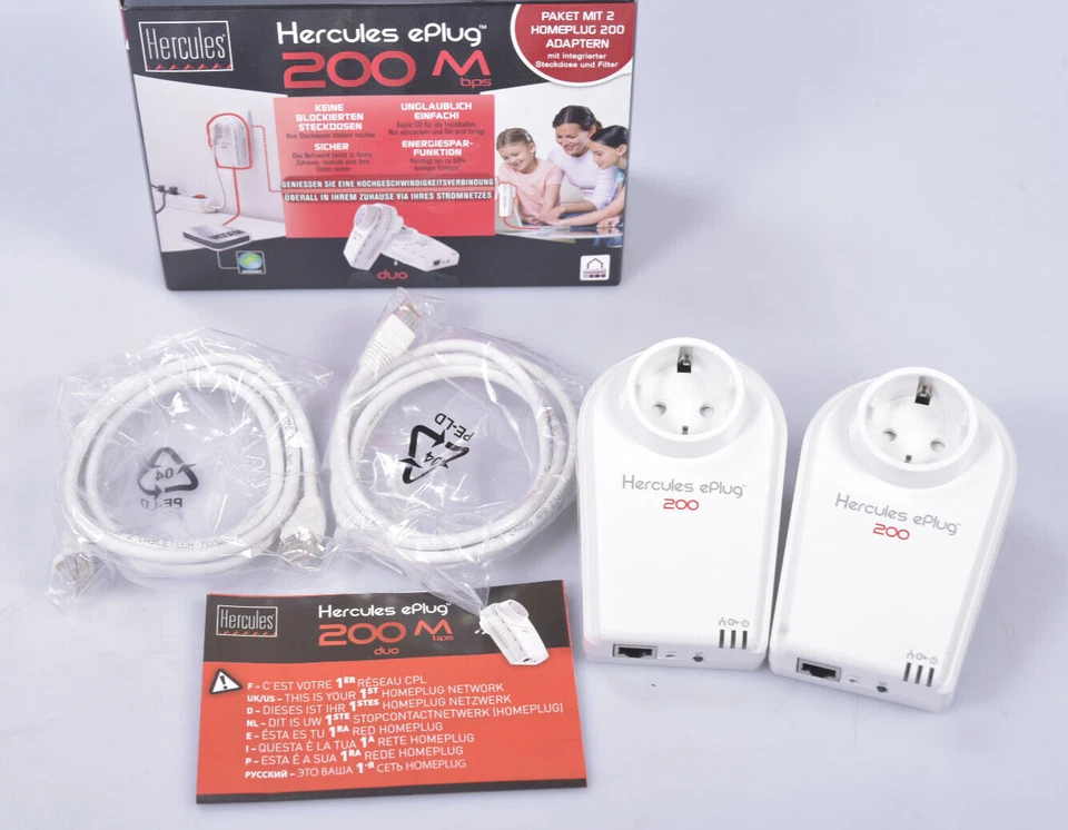 Hercules ePlug 200 Duo Pass Thru 200 MBit/s LAN 10/100 PowerLan 2er Pack 4790155 - Bild 3 von 4