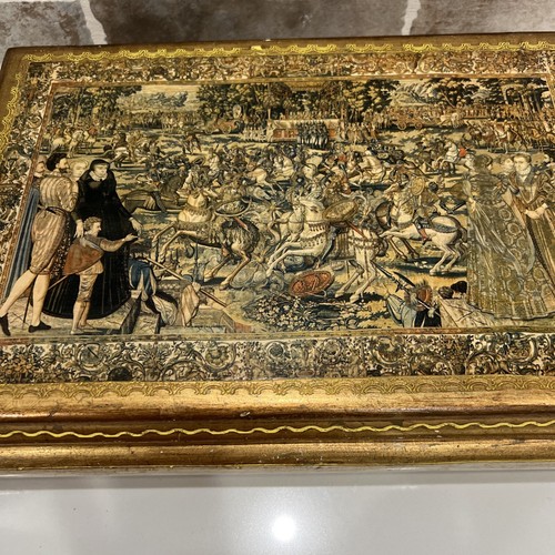 Portagioie vintage fiorentino legno oro specchiato vanità con arte Valois - Italia - Foto 3 di 21