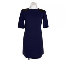 Marc by Marc Jacobs Navy Short Sleeve Shift Dress w/ Quilted Leather Shoulders