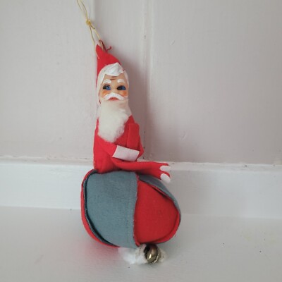 Vintage Christmas Knee Hugger Japan Santa Claus Pixie Ornament MCM Decor