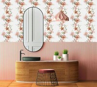 Vliestapete Floral Aquarell Optik Blumen BläTter Weiß Rosa GrüN 81626 (4,40€/1Qm
