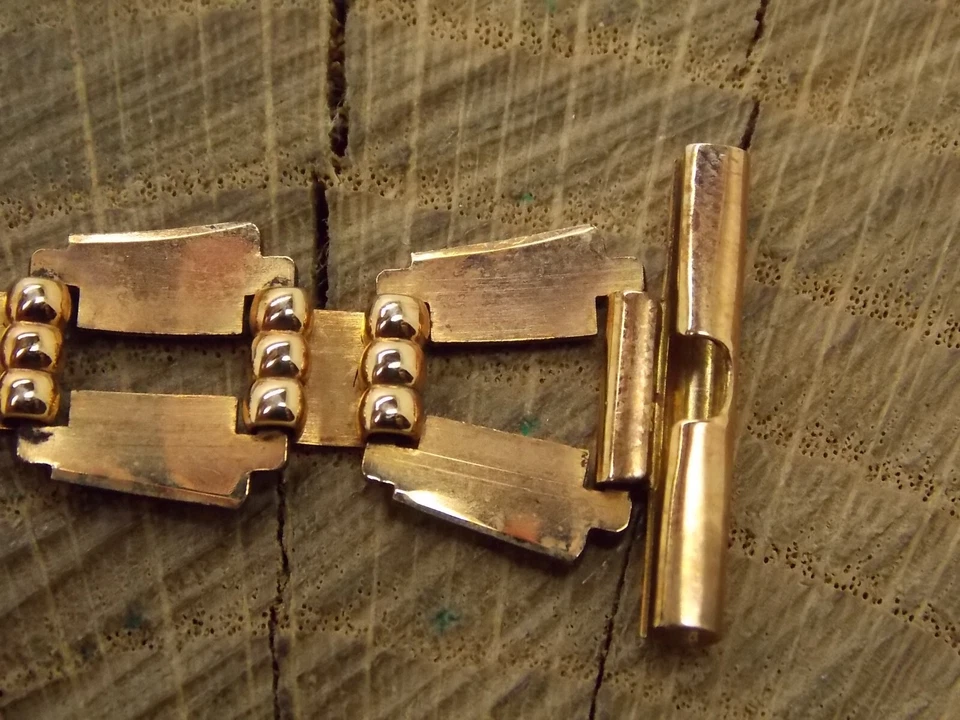 Correa de reloj Art Deco Pontiac EE. UU. Vintage 19 mm placa de oro laminado rosa nueva sin usar Foto 3 de 4