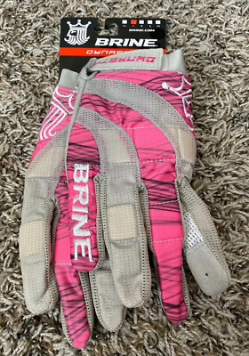 NEW Brine Women's Dynasty Mesh Lacrosse Gloves Gray/Pink Size S M L