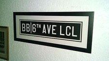 FRAMED MATTED NY NYC SUBWAY ROLL SIGN BB TRAIN 6 AVENUE LOCAL BROOKLYN MANHATTAN