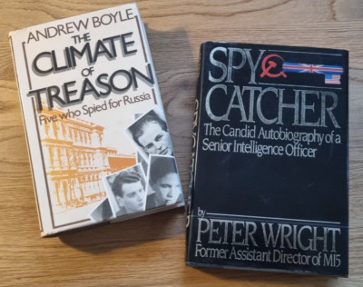SPYCATCHER Peter Wright 1987 & THE CLIMATE OF TREASON Andrew Boyle 1979 HB 
