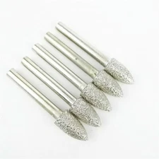 5pcs mounted point carving bit 6mm shank #40 Vacuum brazed diamond Grinding head