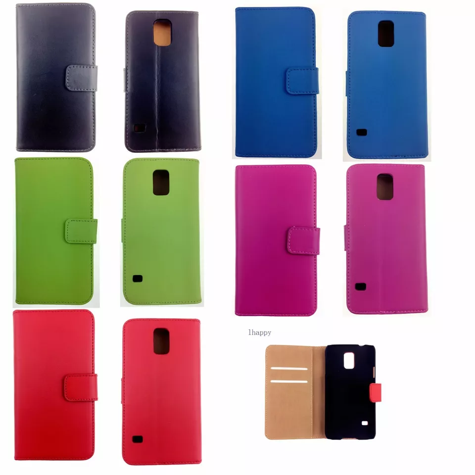 Luxury Genuine Real Leather Wallet Case Cover for Samsung Galaxy S5 UK SELLER - Image 2 of 4