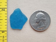 PURE BEACH SEA GLASS SURF TUMBLED ELECTRIC TURQUOISE BLUE FROSTED PENDANT V03