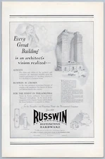 1928 Russwin Hardware Vintage Ad Fidelity Philadelphia Trust Building PA