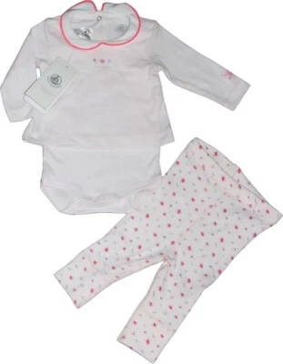 Petit Bateau Babyzweiteiler Body/Hose NEU Gr.56, 68 oder 74 rosa Blümchen