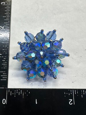 Flower Blue Aurora Rhinestone Vintage Pin Brooch Silver J-478 | eBay