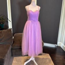 Women’s Tea Length Purple Prom Party Dress CorsetBack Sweetheart Neckline Size 4