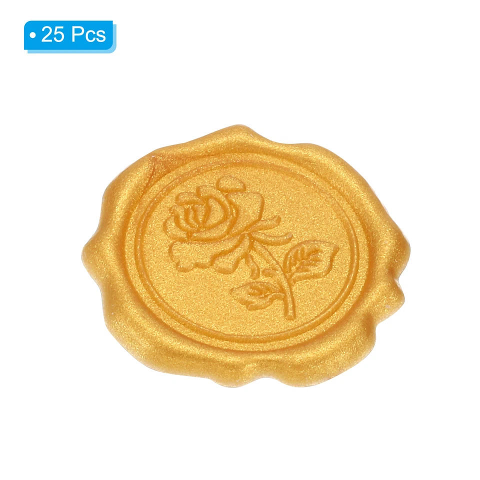 Pegatinas de sello de cera, 25 piezas autoadhesivas pegatinas rosa, tono dorado Foto 3 de 4