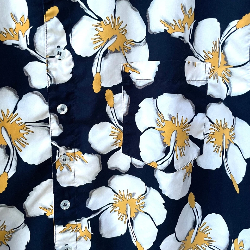 Camisa Aloha Hawaiana Tropical Grande Tiki Burnside Estampado Floral Botón Foto 2 de 4