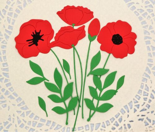 Flower Poppy Large Poppies Paper Die Cut Embellishments Leaves 12 Pcs Cardmaking