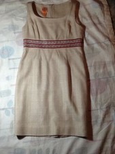 Tory burch tan/beaded waisted womens sleeveless dress size 6/8?