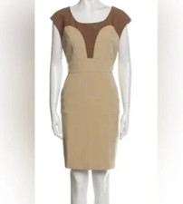 NEW wTAGS DOLCE & GABBANA RARE Vintage Colorblock Tan Brown Sheath Dress US 10