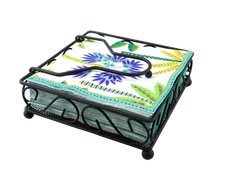 Black Matte Metal Napkin Holder with Weighted Arm – Tabletop Dispenser