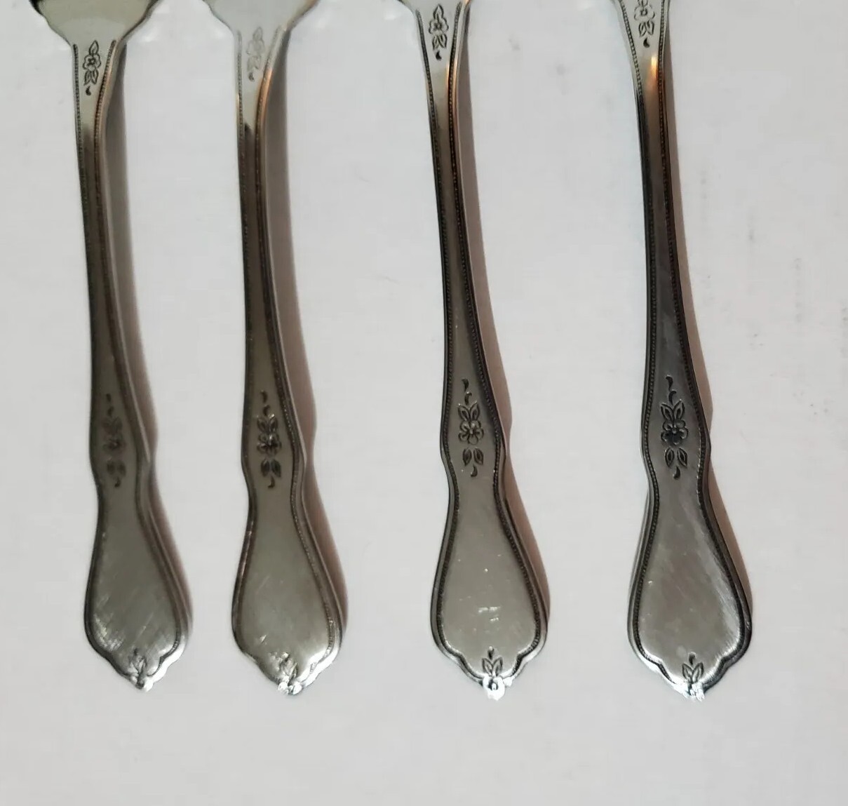 Lot Of 4 Oneida Stainless MORNING BLOSSOM Salad Forks Flatware eBay