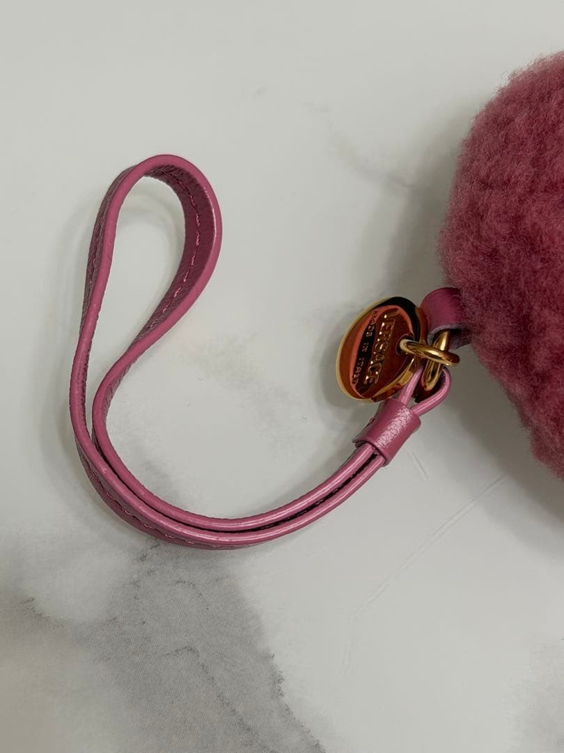 Versace Medusa Pink Fluffy Keychain Used Charm Jewelry Accessories thumbnail 4
