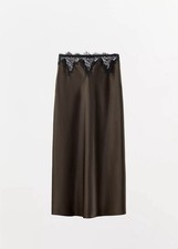 NWT Zara Satin Effect Lace Waist Skirt Small Sold Out