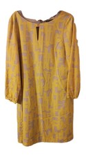 TAHARI Women  Sheath Midi Dress Tan Yellow Size 16 Long Sleeve  Boho Bollywood 