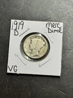 1919 D Mercury Silver Dime VG Very Good Better Date U.S. 10c Coin (Raw19185)