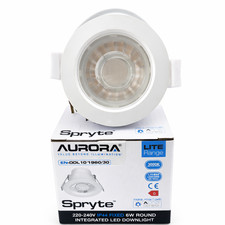 Aurora Spryte LED Downlight 6W 3000K Warm White 550lm IP44 Fire Rated