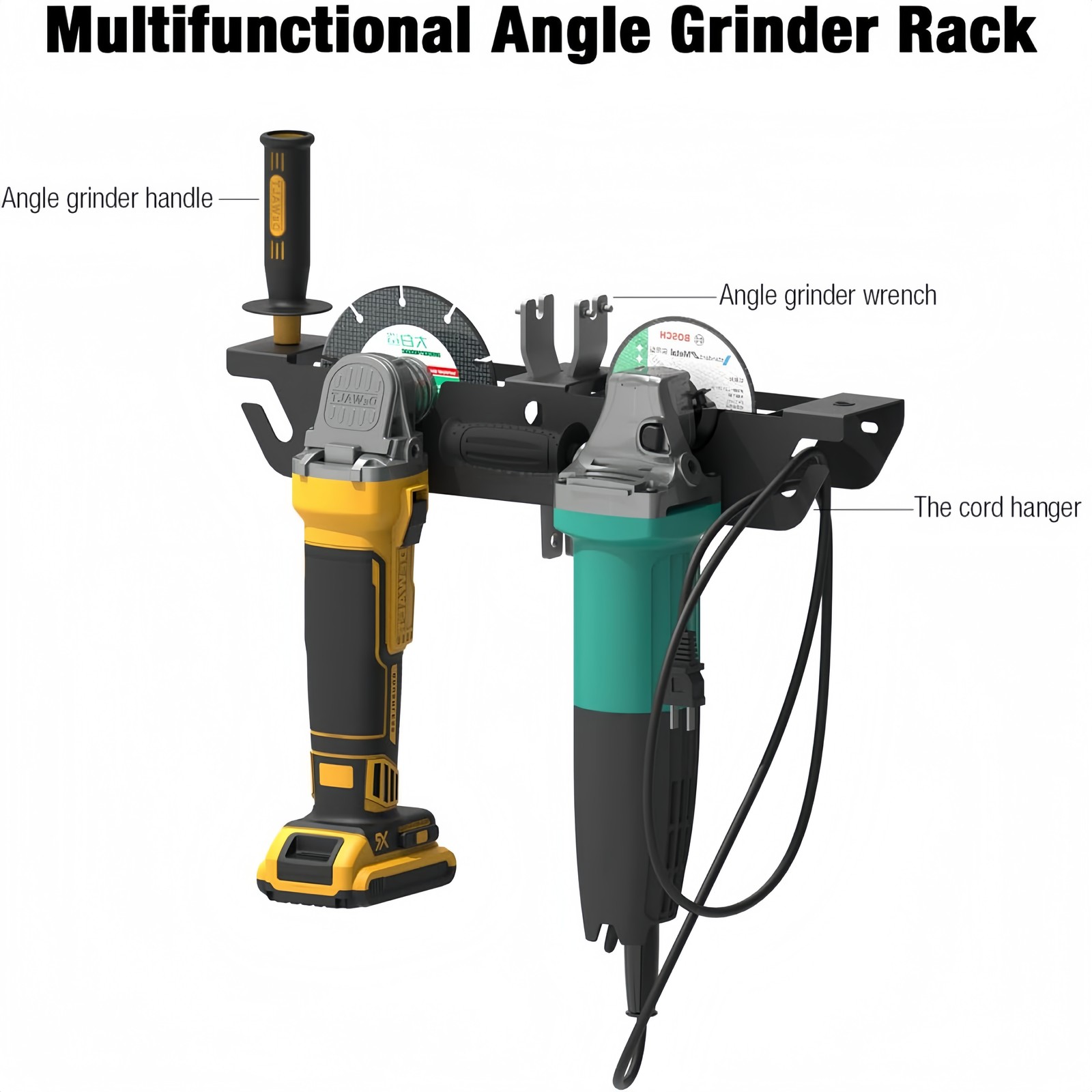 Angle Grinder Holder - 4 Bay Angle Grinder Rack/Stand Storage Rack Wall Mount US