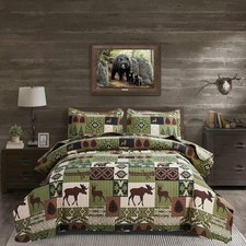 ARL HOME Rustic Quilt Set Queen Size Country Patchwork Quilt Bedding Home Lig...