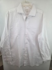Banana Republic Men's Large Slim Fit Dobby Dress Shirt White Stripe NWT 85