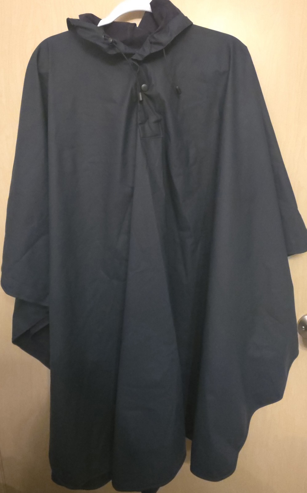 Charles River Hooded Rain Poncho Black One Size Snap Close D