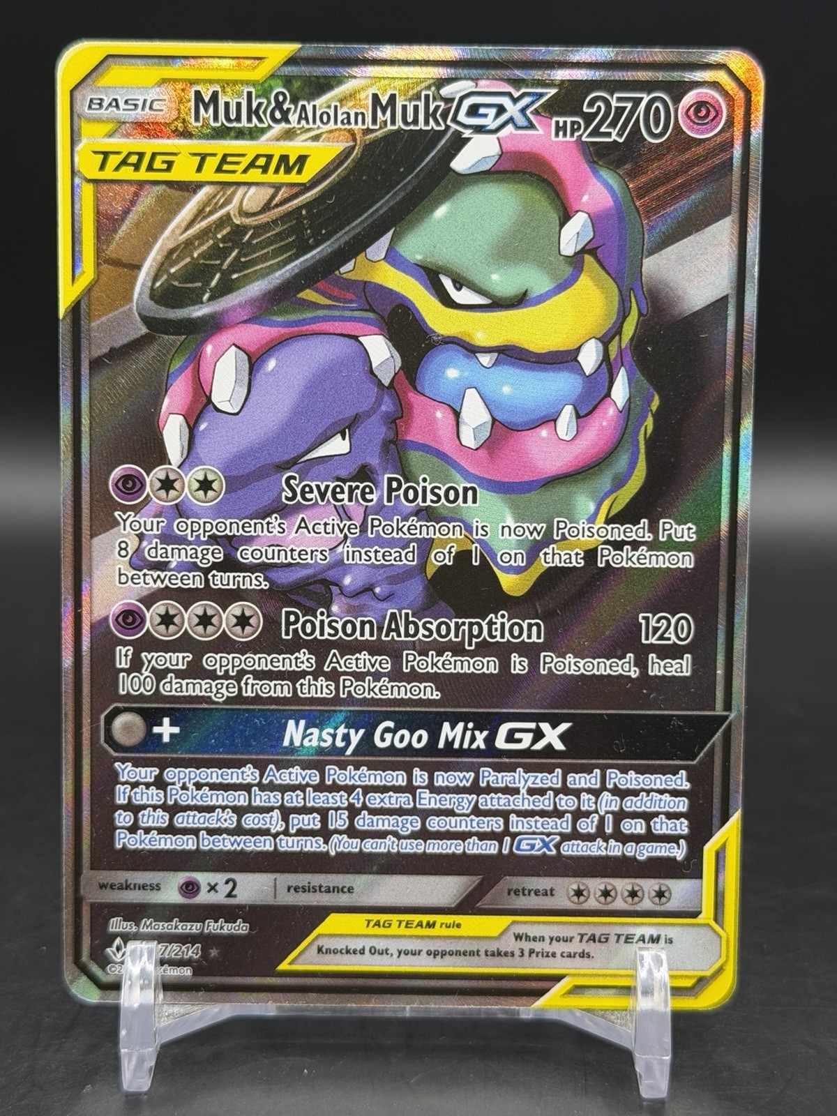 Muk & Alolan Muk GX 197/214 Alternate Full Art Unbroken Bonds Tag Team English
