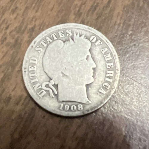 1908 Barber Liberty Head Dime 90% silver Actual coin Worth To Fill A Spot