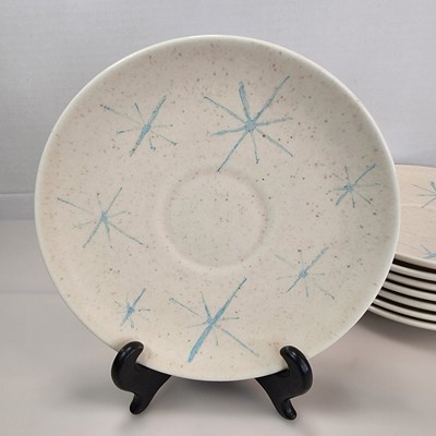 Atomic Starburst Saucers Blue Stars Royal China Celeste Set of 8