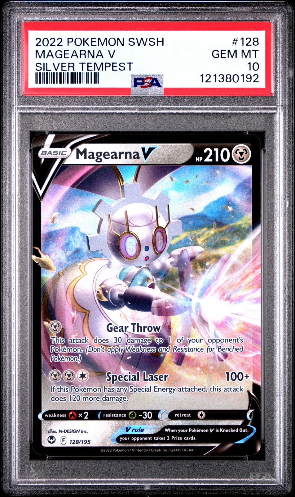 2022 POKEMON SWORD & SHIELD SILVER TEMPEST #128 MAGEARNA V PSA 10