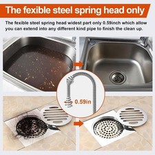 Drain Snake, 25ft Flexible Steel Drain Auger With Drill Adapter, Plumbing